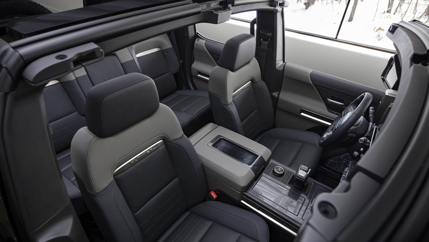 The GMC HUMMER EV SUV debuts in the low-contrast Lunar Shadow in