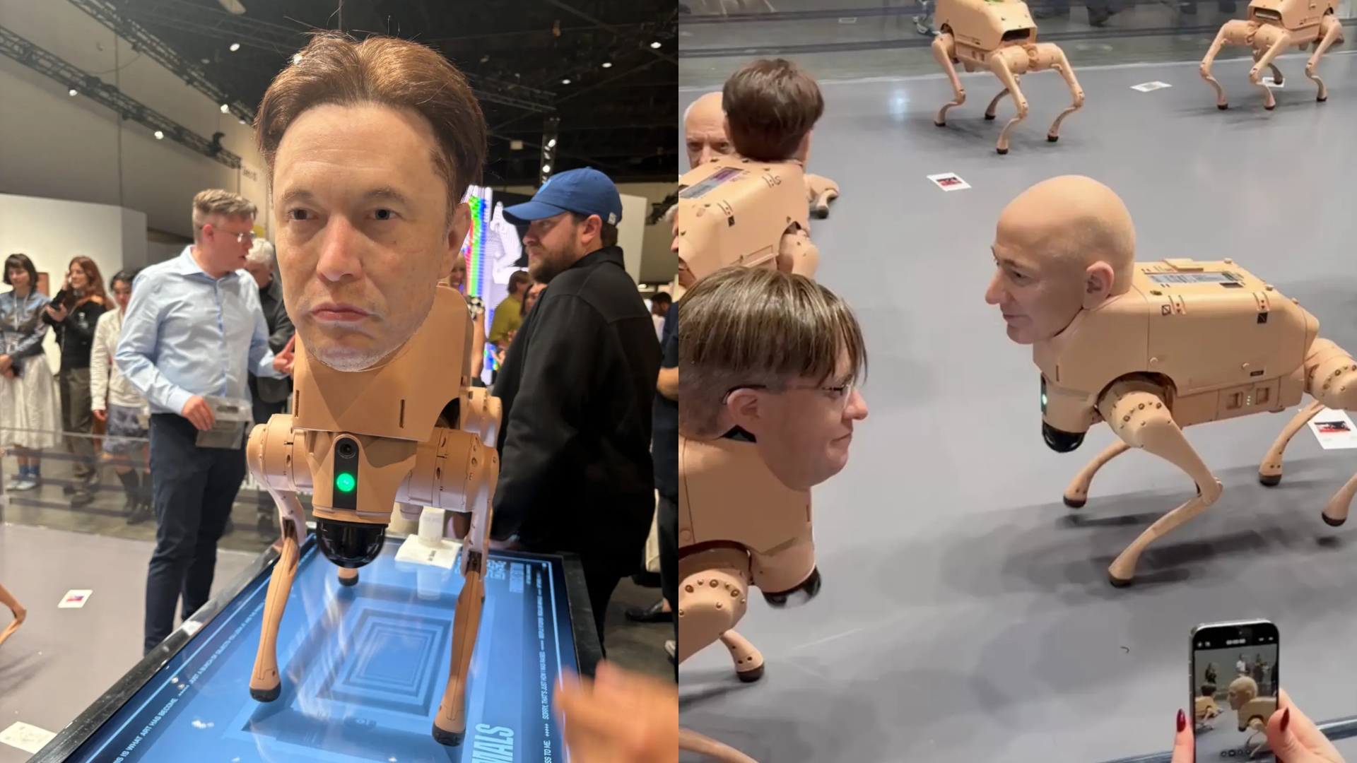 Дичь дня: художник создал какающих робособак с масками Цукерберга, Маска и Безоса